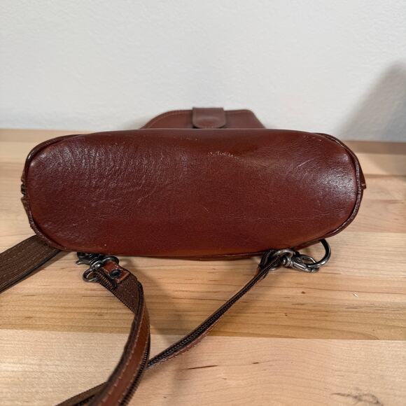 L’Artigiano Italian Leather Mini Backpack Cognac Brown Made in Italy Vintage main image 4